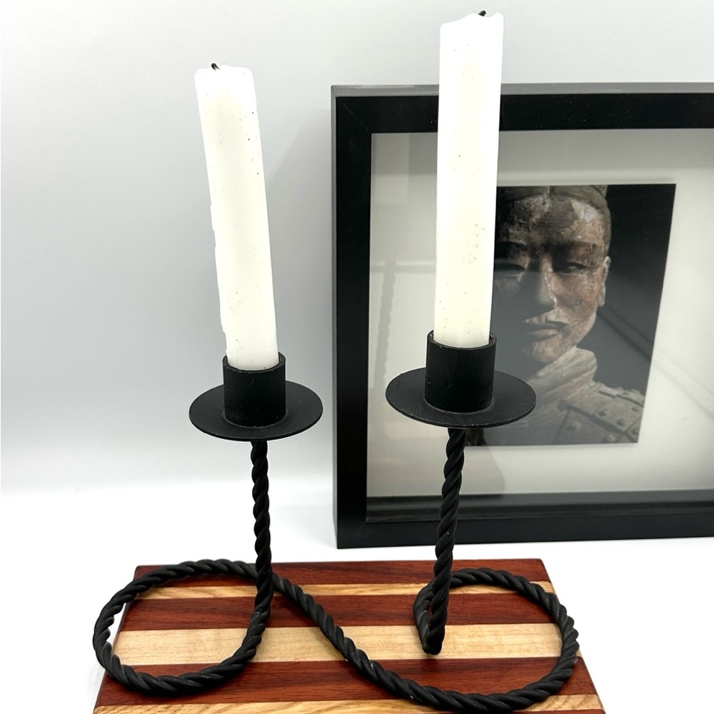 Twisted Iron Rustic Candle Holder. Industrial. - Picture 9 of 10